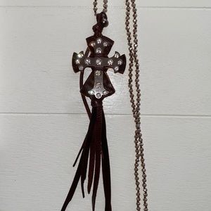 Long Beaded Cross Necklace!